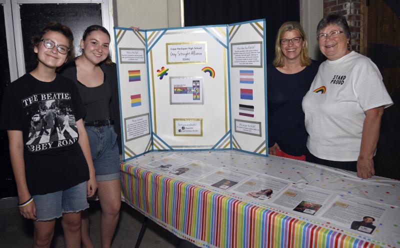 Cape Henlopen High School Gay-Straight Alliance was on hand to educate. Shown are (l-r) siblings May Dillard and Ruby Dillard, and advisors Garnet Rhue and Jayne Fetterman.